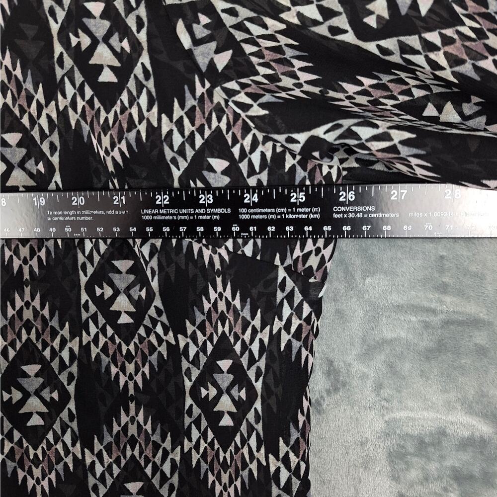 Womens Top 1X Black Western Tribal Aztec Southwestern Sheer Whimsygoth Button Up - Picture 4 of 7